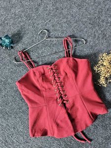Red Corset Style Crop Top