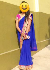 Royal Blue & Pink Saree