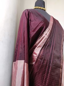 Brown And Beige Silk Saree