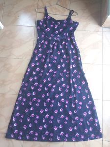 Purple Floral Print  Empire Dress