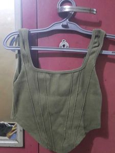 Olive Corset Style Crop Top
