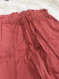 Red Paperbag Waist Pants