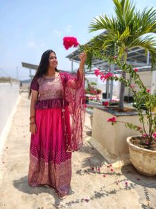 Pink &amp; Gold Lehenga Choli
