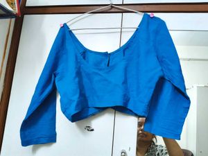 Pure Cotton Three Quarter Round Neck Blouse