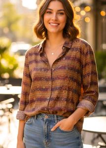 vintage Patterned Button-Up Shirt