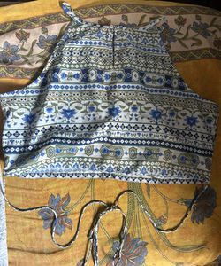 Patterned Crop Top with Wrap Detail