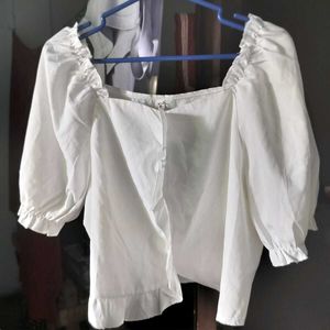 White Ruffle Blouse