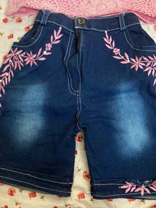 Pink Top And Blue Shorts For Kids