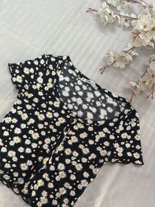 cute floral black top