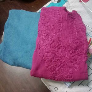 Jeans With Chikankari Short Kurti
