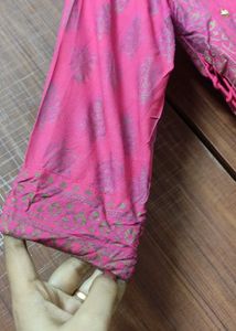 Pink Printed Double Layered Kurti