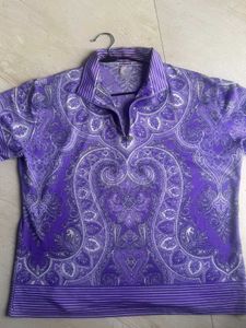 Purple Paisley Half-Zip Polo