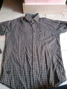 Gray Plaid Button-Down Shirt