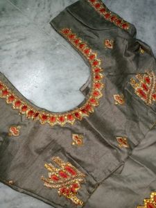 Grey Work Saree