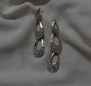 Rose Gold Stone Hanging Earrings