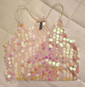 Pink Sequin Iridescent Cami Top