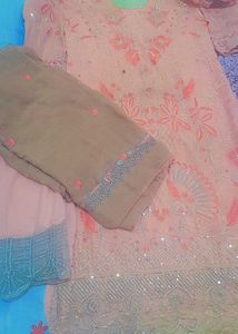 Peach Embroidered Kurti
