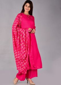 Pink Kurta Palazzo Dupatta Set