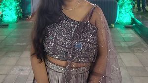 Mauve Purple Shaded Lehenga Sleeves Available