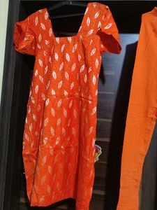 Orange Kurti With Leggings