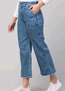 Blue Denim Wide Leg Pants