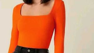 Orange Ribbed Tank Top