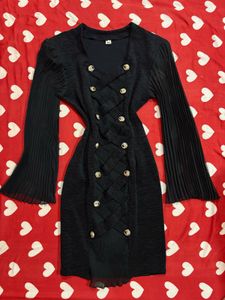 Elegant Black Button-Front Dress