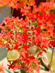 Girls Traditional Fashion Earrings With Red Diamon