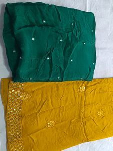 Punjabi Suit With Green Bottom Work