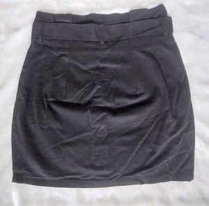 Black Button-Down Mini Skirt