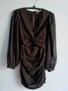 Striped Ruched Mini Dress Black Shimmer NA-KD
