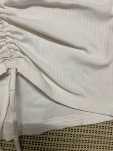 White Ruched Drawstring Top