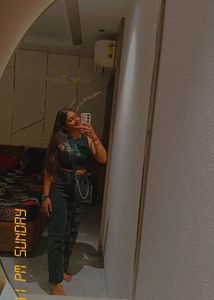 Two-Tone Graphic Print Jeans