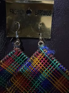 Rainbow Woven Jhumka Earrings