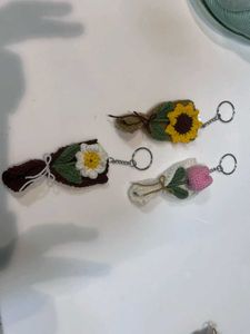 Crochet Flower Bouquet Keychain