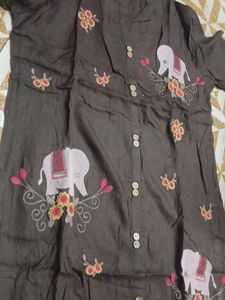 Embroidered Brown Tunic - Size M