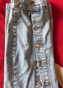 Denim Blue Button-Front Skirt