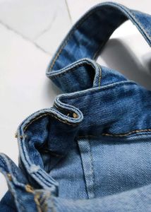 Short Denim Dungaree With Adjustable Straps
