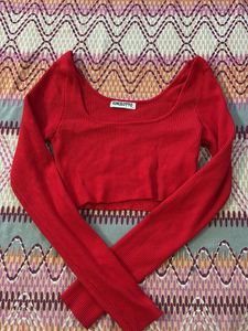 Red Knit Crop Top
