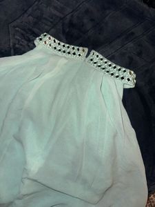 Green Sleeveless Indowestern and Western Top