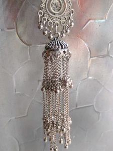 BOHO Silver Long Chandelier Jhumka Earrings