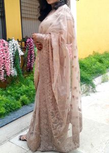 Designer Beige Saree With Blouse