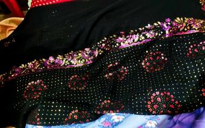 Black Saree with Floral Embroidery