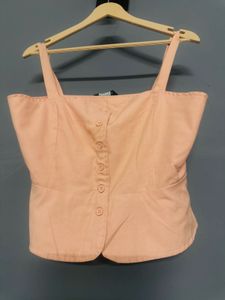 Peach Button-Down Tank Top