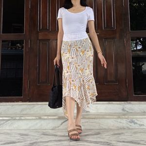 European Pinterest Patterned Asymmetrical Skirt