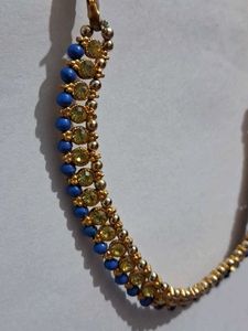 Beaded Blue &amp; Gold Necklace
