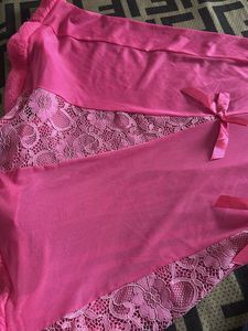 Pink Lace Trim Babydoll