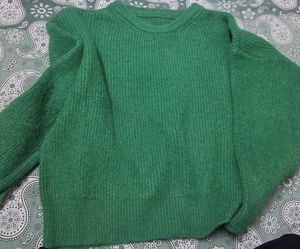 Green Knit Pullover Sweater