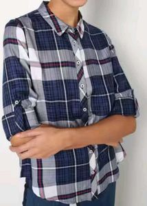 Blue Plaid Button-Down Shirt