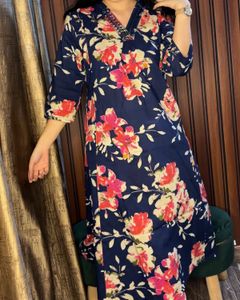 A Line Floral Pure Cotton Kurta With Pants